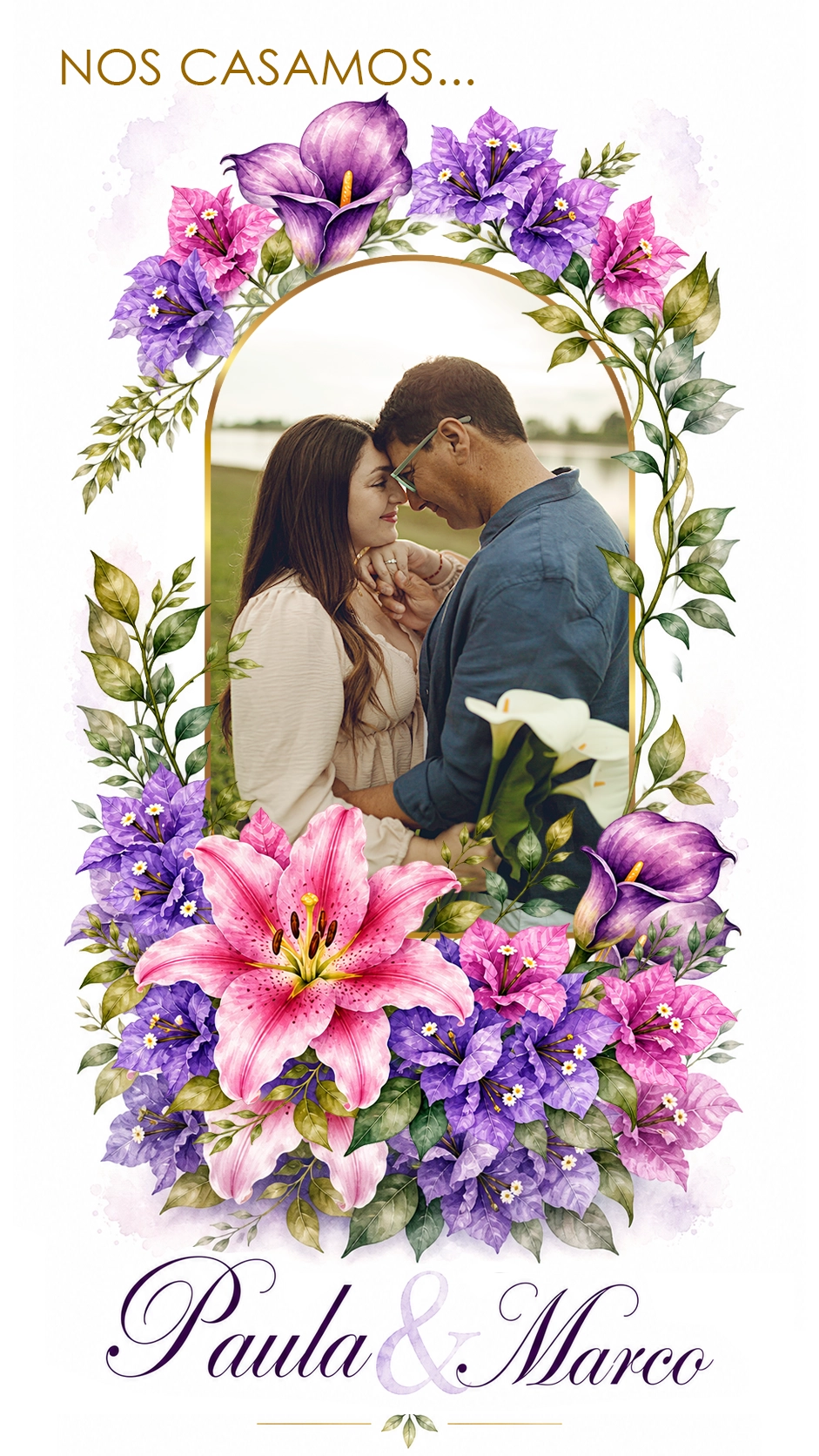Portada de la invitación: ¡Nos casamos! Paula y Marco